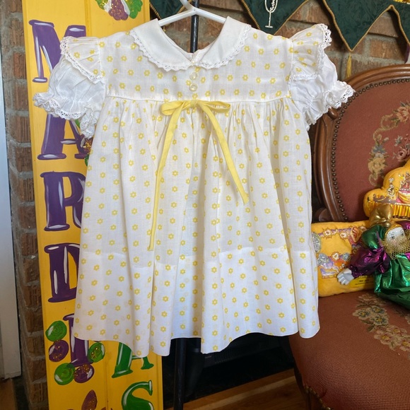 C I Castro Co Vintage Infant Girls Yellow & White  Dress size 9 months - Picture 6 of 12